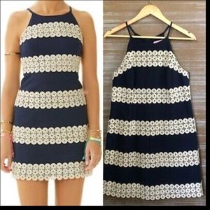 Lilly Pulitzer Annabelle Shift Dress Navy Gold Sz0